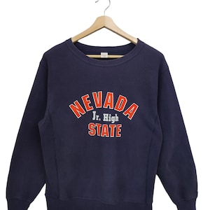 Vintage 90s Sugarcane Sportswear by cheswick Sugarcane Nevada Junior high state sweatshirt crewneck sugarcane faded Blue Toyo Enterprise L