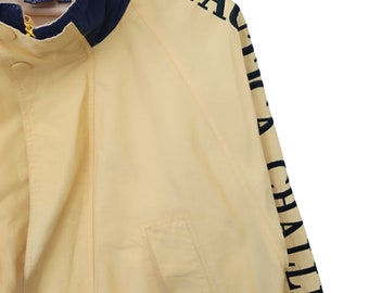Vintage 90's Nautica Men's Yellow Hidden Hooded Jacket