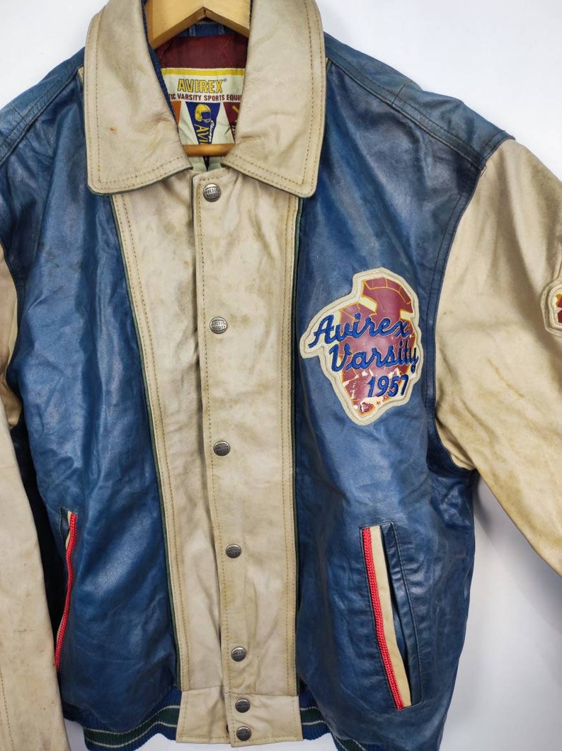 Vintage Avirex Varsity Sioux Falls NFL Läderjacka NFL Avirex Fotboll NFL Tillverkad i USA bild 4
