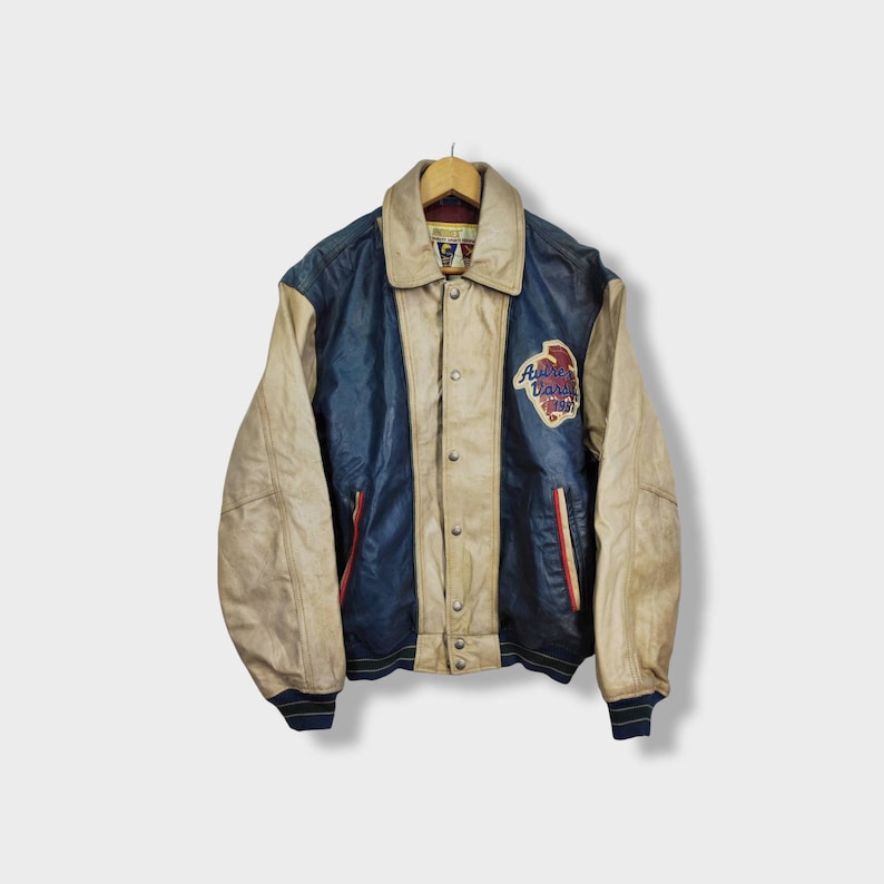 Vintage Avirex Varsity Sioux Falls NFL Läderjacka NFL Avirex Fotboll NFL Tillverkad i USA bild 3