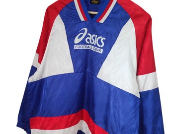 希少品 美品 90s asics FOOTBALL GEAR ロゴ刺繍 ジャージ Vintage 1990 Asics Football Gear Vintage Asics Football