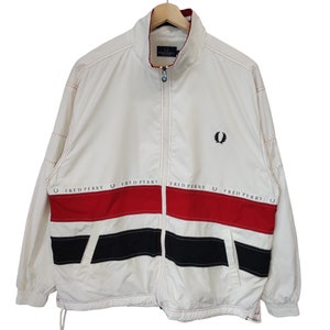 Vintage Fred Perry Jaspo Fred Perry Light Jacket Full Zipper Fred Perry colour block fred Perry Casual tennis wear Sportswear Large