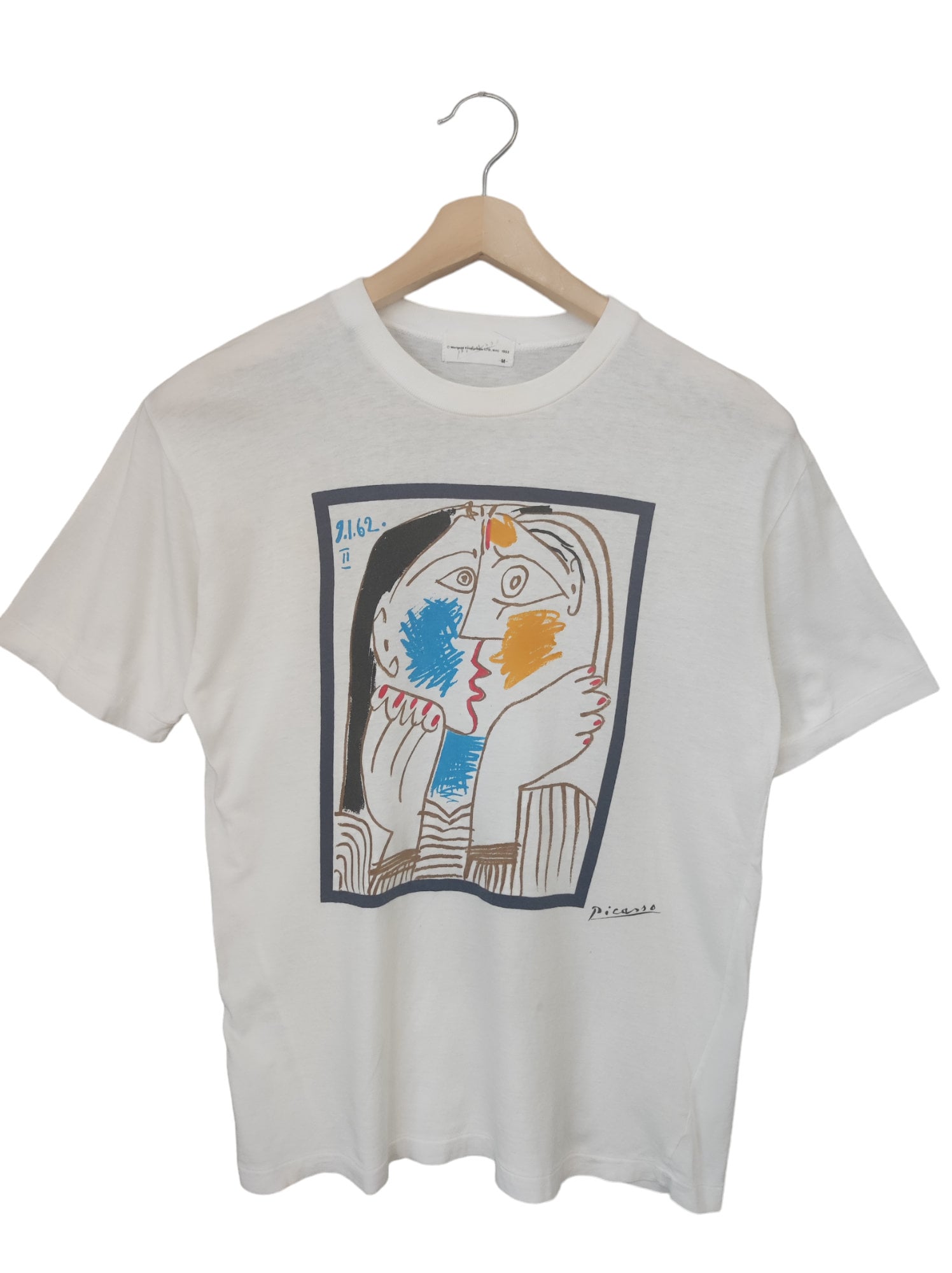 Vintage Pablo Picasso The Kiss Art work Painting Art Original Picasso marigold nyc Picasso 90s t shirt 90s picasso hand painting Medium size