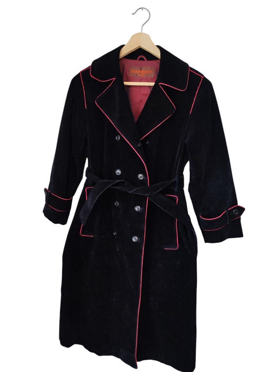 Vintage 90s Yves Saint Lauren Trench Coats, Outerwear Black Red