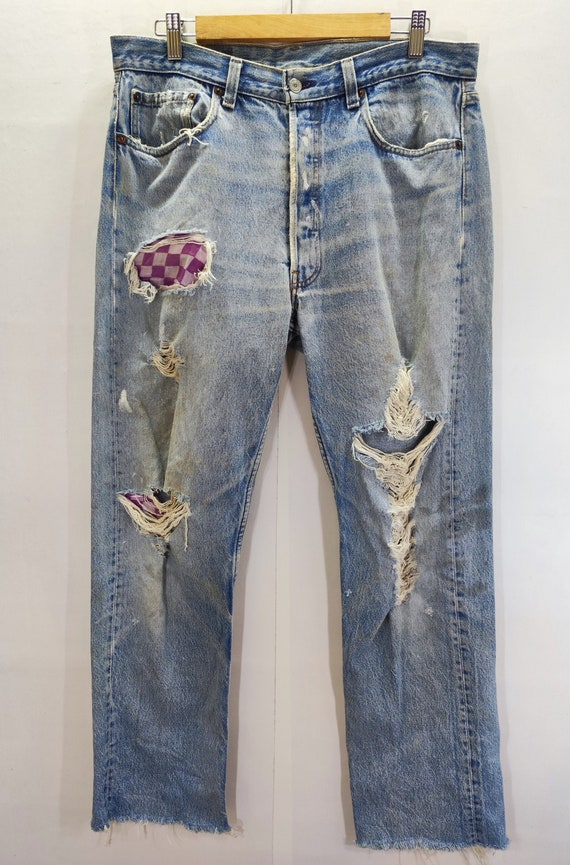 Vintage 501 levi's vintage denim jeans rasgados | Etsy México