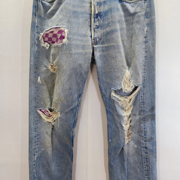 Vintage 501 levi's vintage denim jeans ripped faded distressed kurt cobain styled 501 levis USA Made