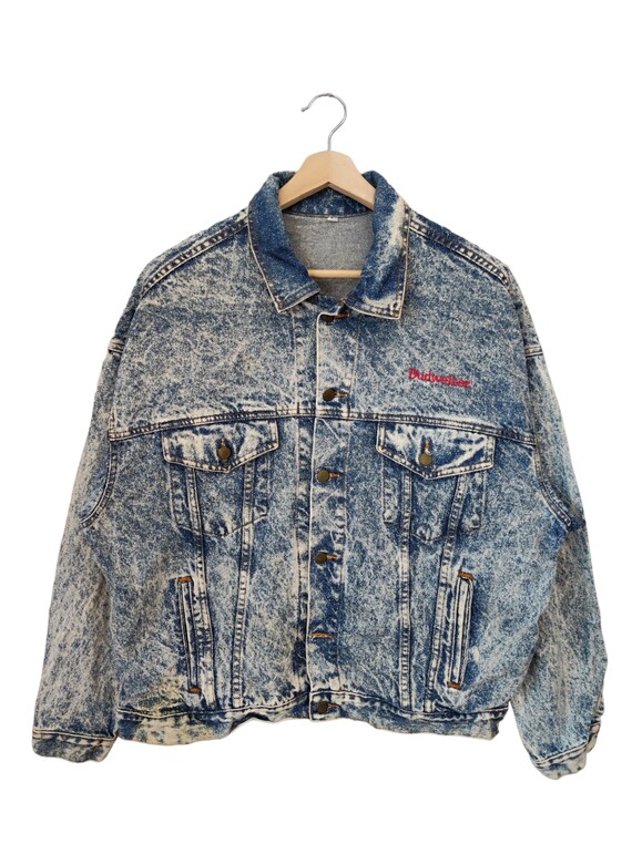 Vintage Budweiser Jeans Jacket Budweiser Jacket Budweiser Rocking Rock s Country Trucker Jean Jacket Acid Wash Embossesed Made in USA Large Etsy