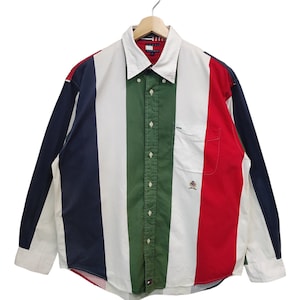 Vintage Tommy Hilfiger Tommy Jeans Oxford Button Up 90s Tommy Rare Tommy colour block Hilfiger stripes Casual Wear sz Large