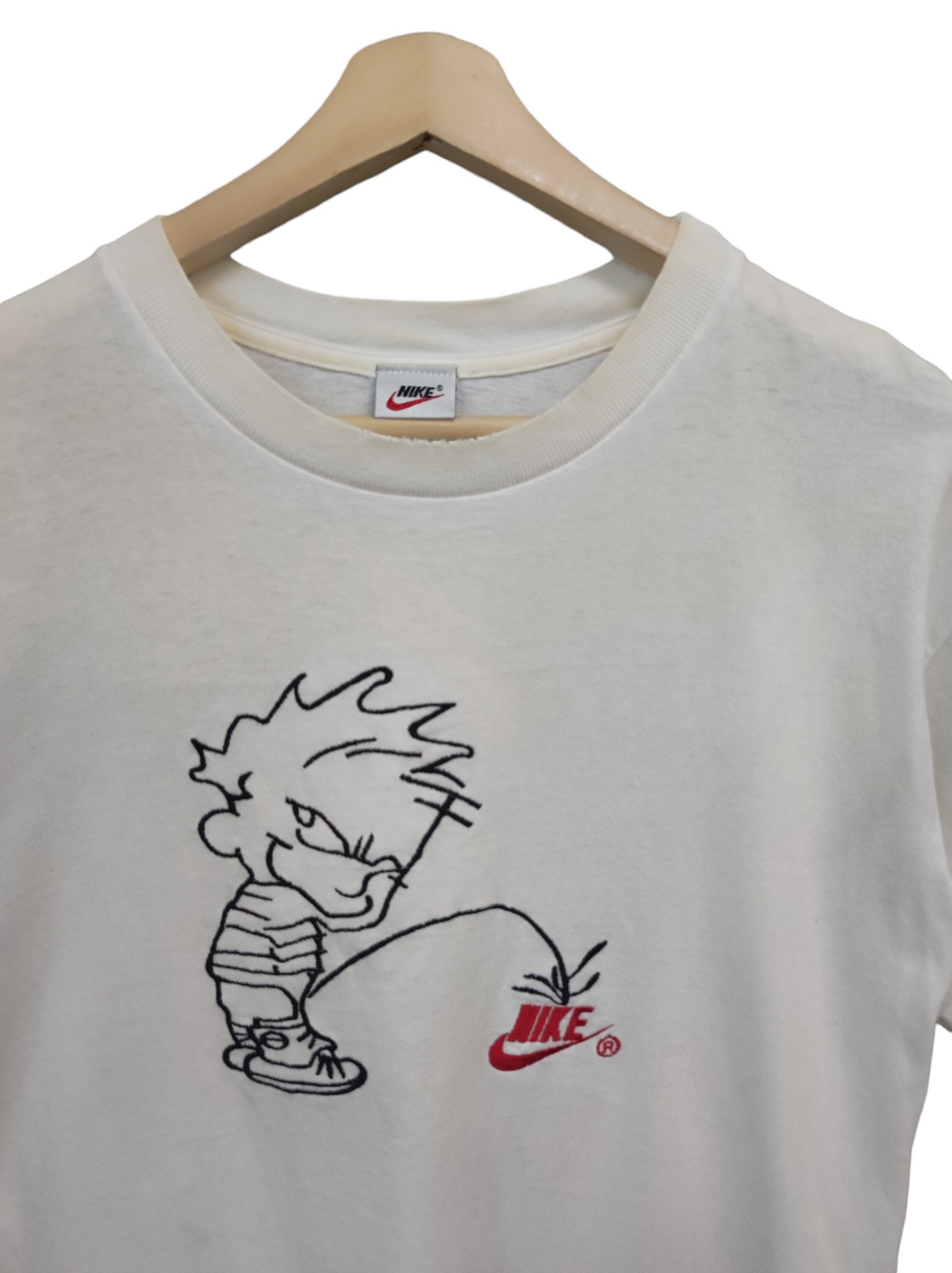 Vintage 90s Nike Calvin and Hobbes Piss T Shirts Nike 90s Street
