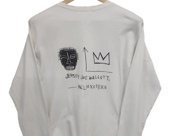 Vintage 90s Jean Michel Basquiat Jersey Joe Walcott Long sleeve vintage haring Basquiat pop art scene graphic white tee  Medium size