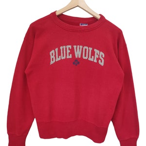 Vintage Japan 45U / min Studio co ltd 45 U / min japan Sweatshirts 45 U / min blaue Wolfs Denim tragen Größe Medium rotes Sweatshirt 45 U / min hergestellt in Japan