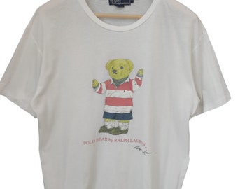 Vintage 90's Polo Ralph Lauren Polo Bear White T Shirt Large Ralph