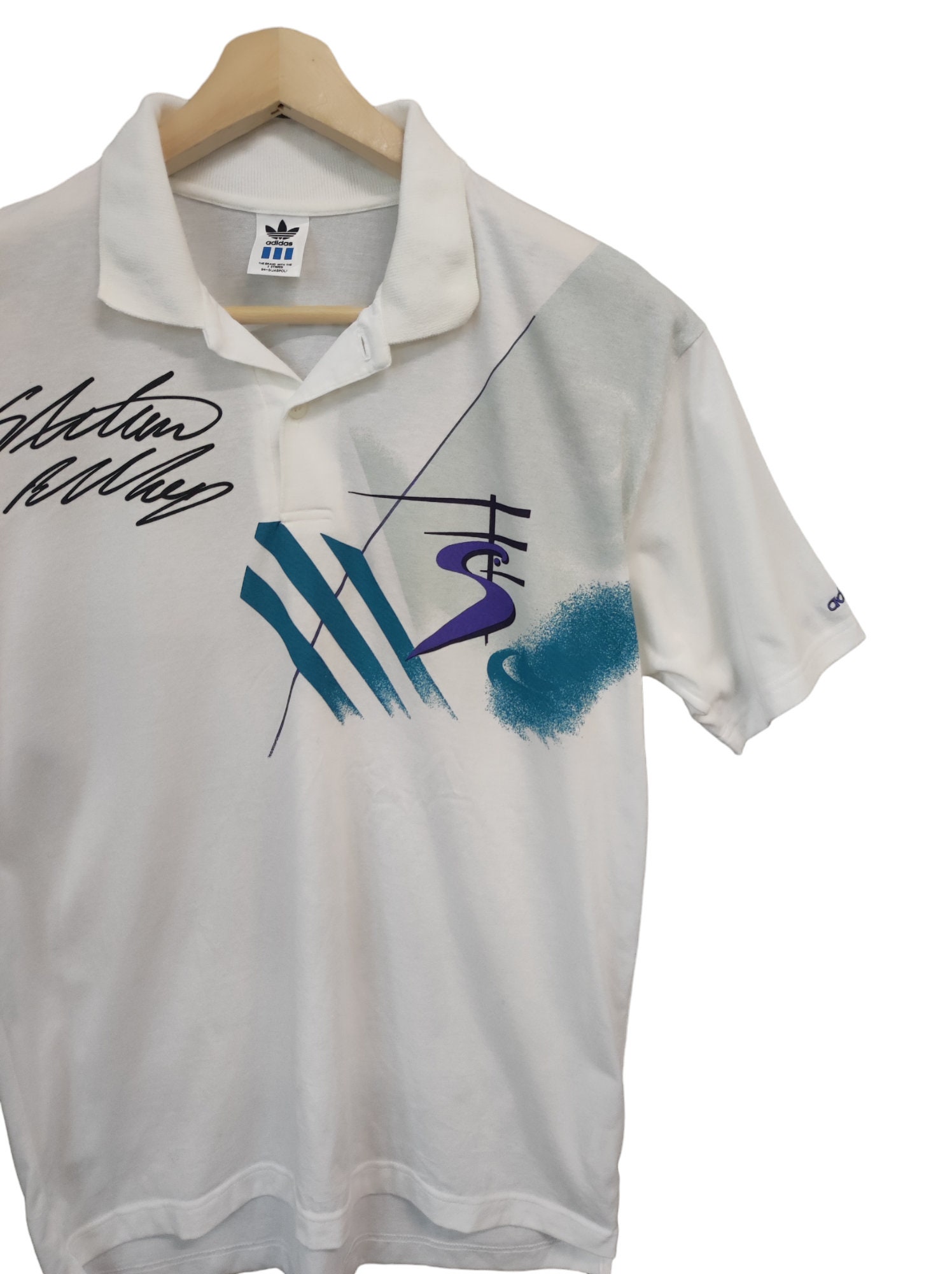 Vintage ADIDAS Stefan Edberg Tennis Polo Shirt Size S / 1990s