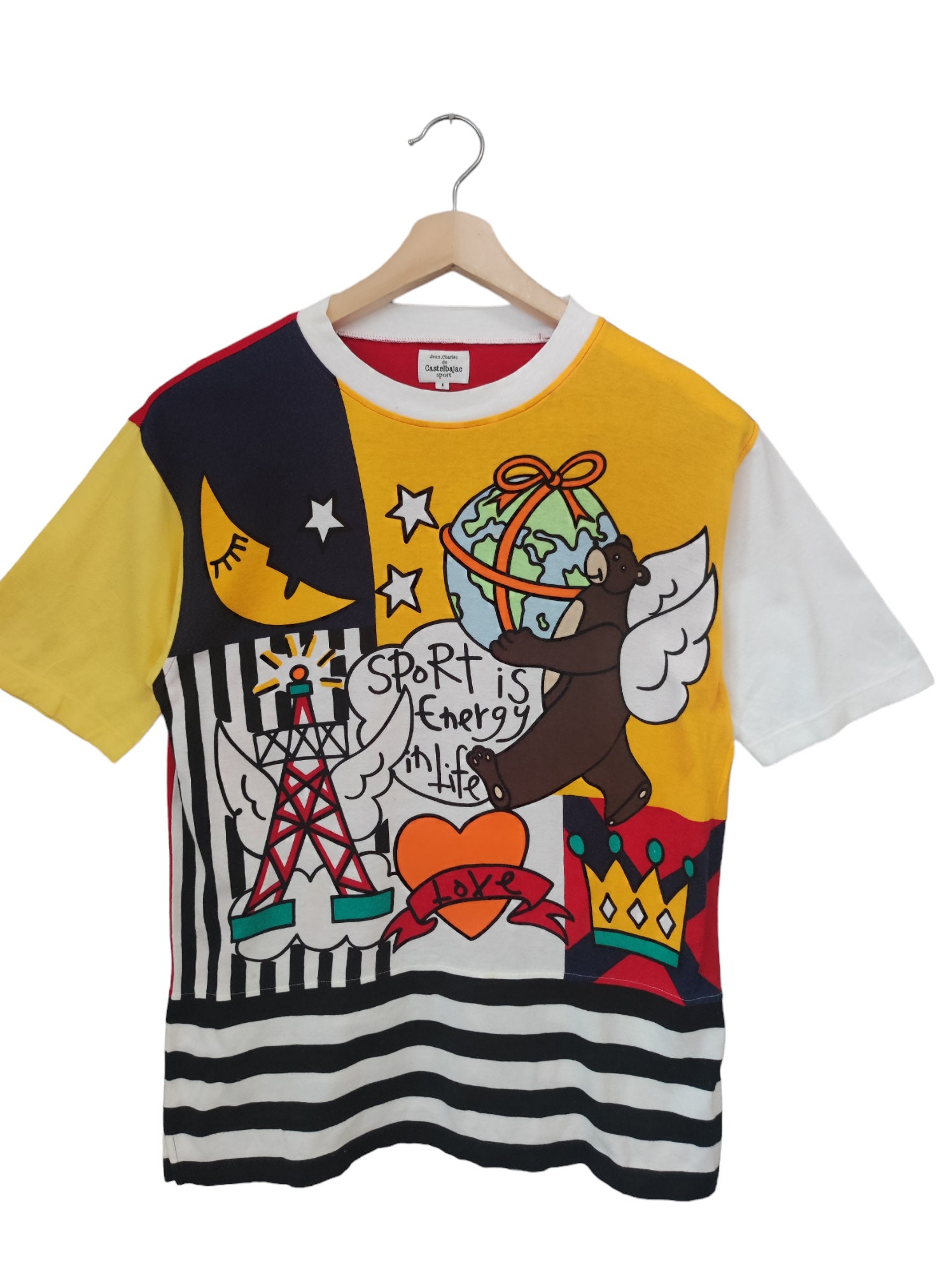 トップス 80s JC de Castelbajac Viscose PrintShirt Shirt JC De Castelbajac Yellow size L International in
