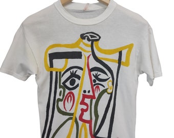 Vintage 1993 Pablo Picasso Tete De Femme Spadem Painting Art Original Picasso graphic Picasso 90s t shirt 90s picasso art drawing Small size