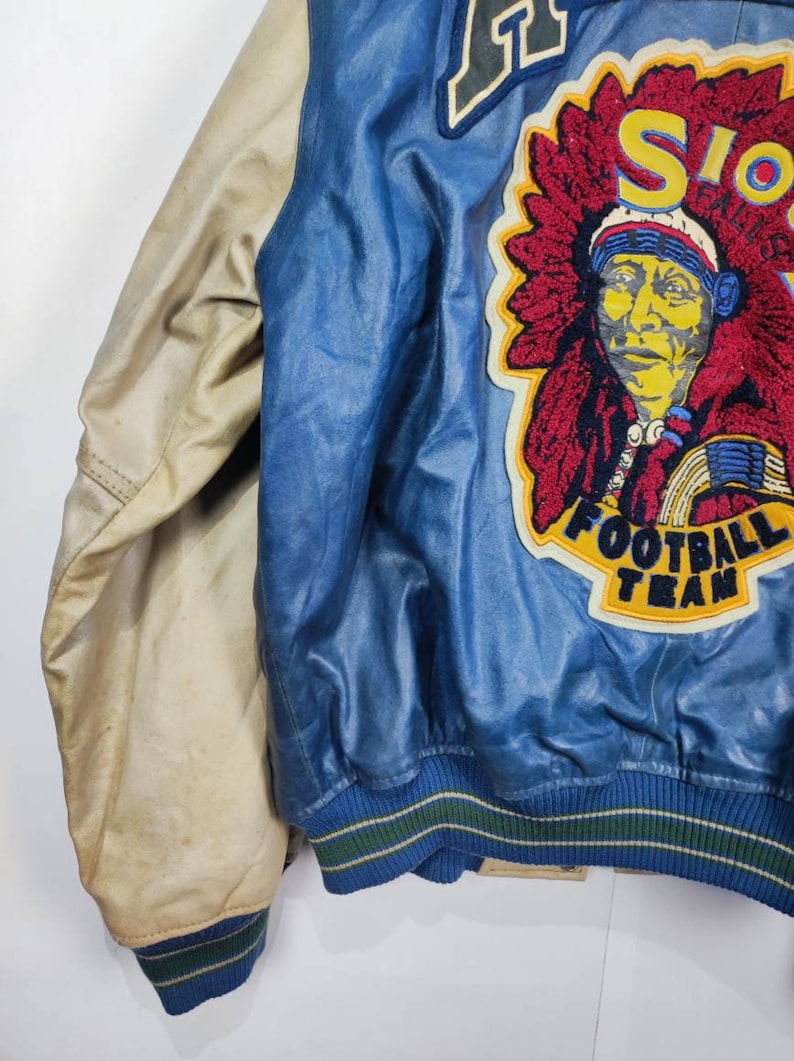 Vintage Avirex Varsity Sioux Falls NFL Läderjacka NFL Avirex Fotboll NFL Tillverkad i USA bild 6