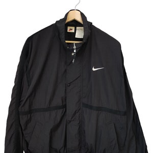 Vintage Nike Swoosh  Nike 90s black Jacket Nike Light jacket Nike sportswear full zipper Nike street wear jacket size Large