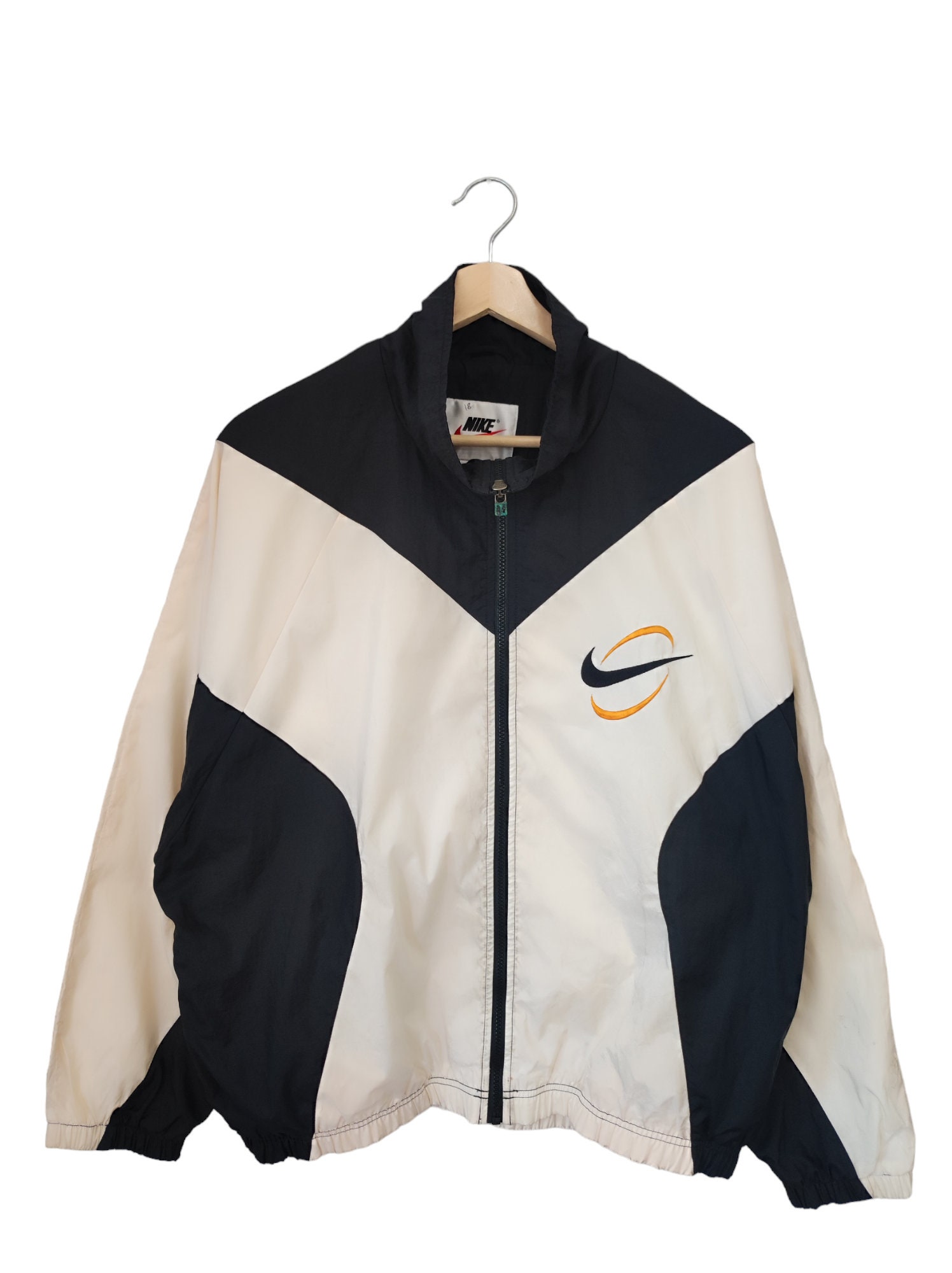 Vintage Nike Swoosh Nike 90s White Black White Windbraker Jacket