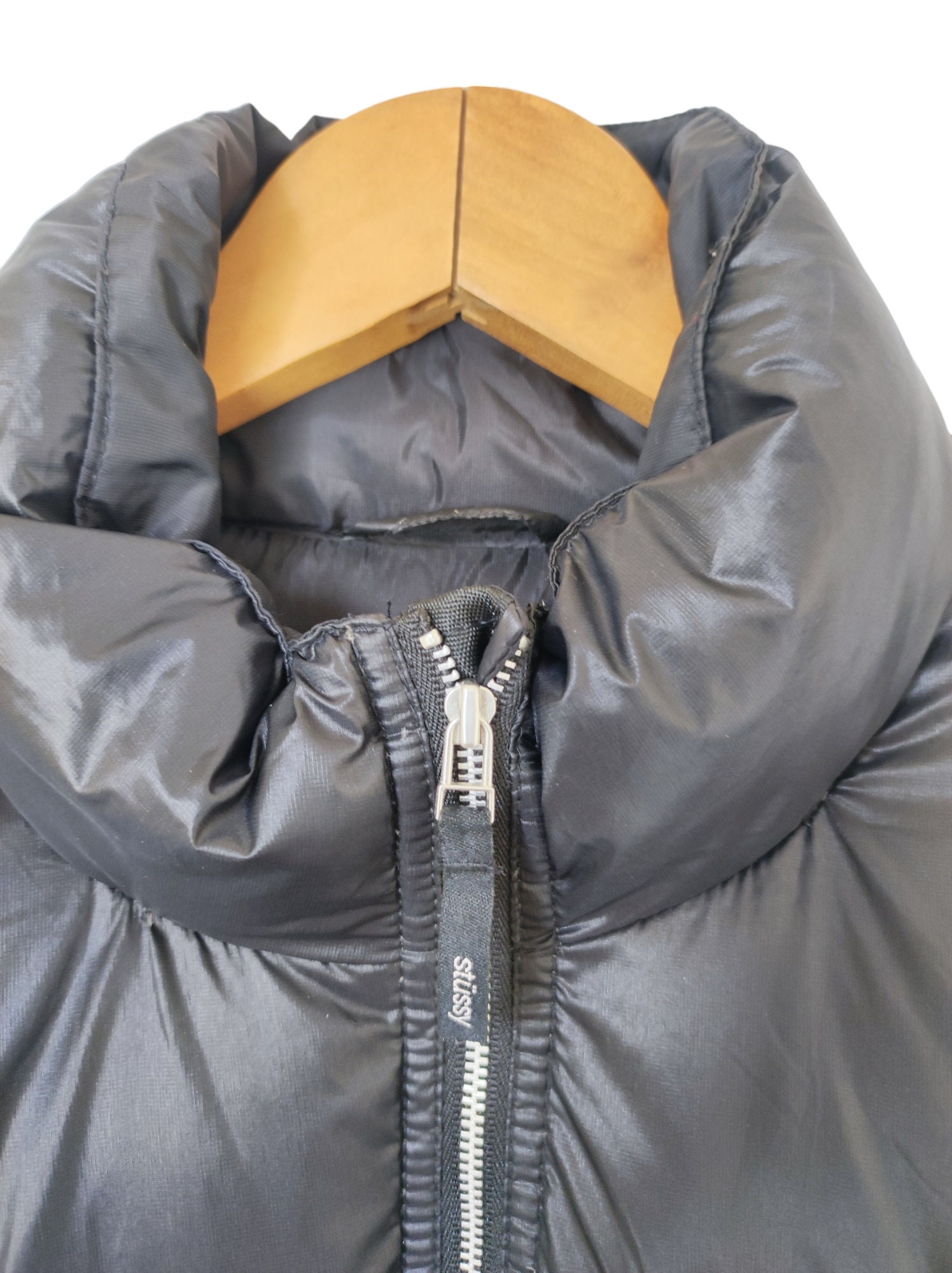 ジャケット・アウター 00s old stussy leather puffer jacket Vintage Stussy RARE Outer Gear RN No 94974 Puffer Jacket