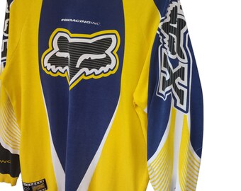 Vintage 90's Fox Racing Team Motocross Blue Long Sleeve Tshirt