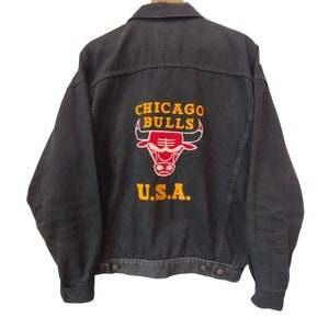 Vintage Die Chicago Bulls Chicago Blues Italien Stil Jeansjacke Vintage Chicago Bulls USA Größe Large