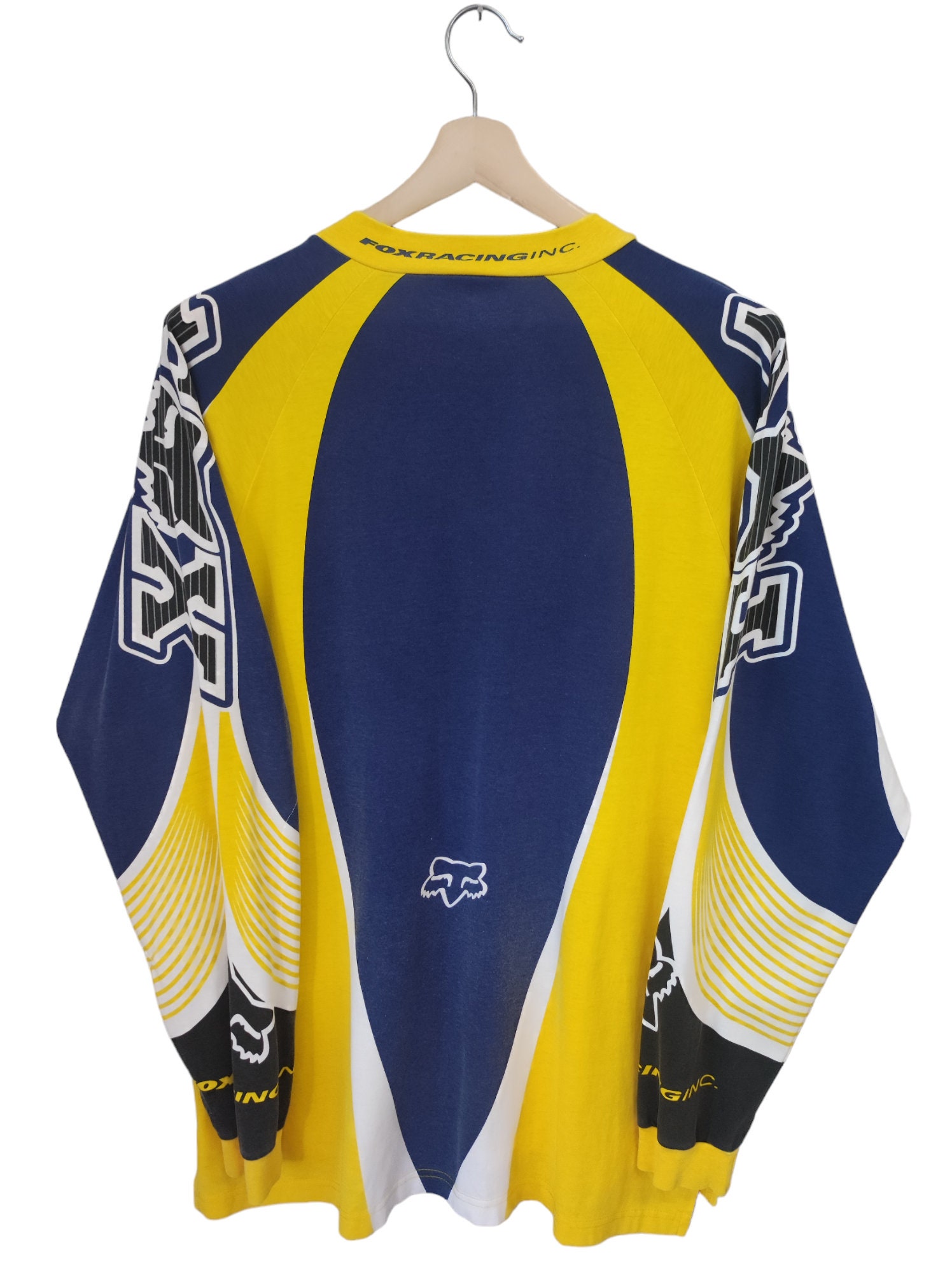 Vintage 90's Fox Racing Team Motocross Blue Long Sleeve Tshirt