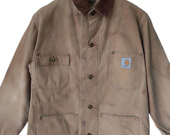 1990s Vintage Carhartt Duck Canvas Detroit Workwear Button Jacked