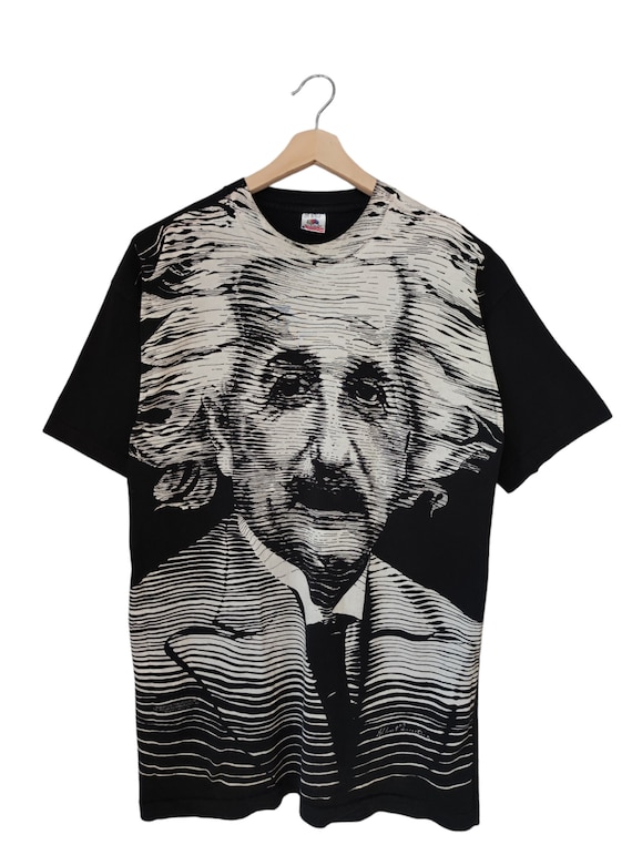 Vintage Albert Einstein All Over Print AOP T-shirt 90s Size XL