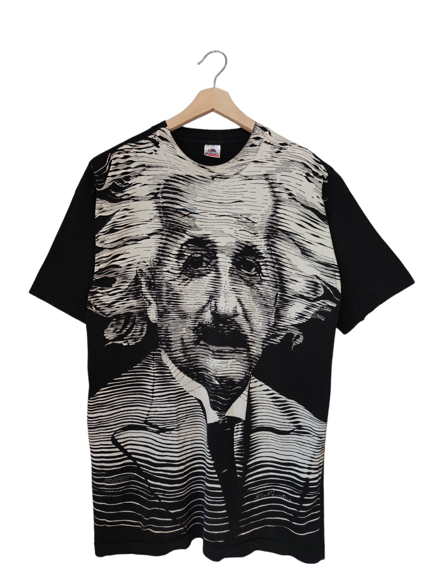 Vintage Albert Einstein All Over Print AOP T-shirt 90s Size