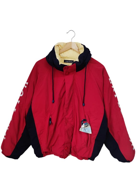 希少サイズ 90's NAUTICA cotton jacket Vintage 90's Nautica Challenge Men's Hidden Hooded Jacket Nautical