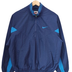 Vintage Nike Block Nike 90s Blue Jacket Nike Light jacket Nike sportswear 1/4 zipper Nike street wear jacket size Large