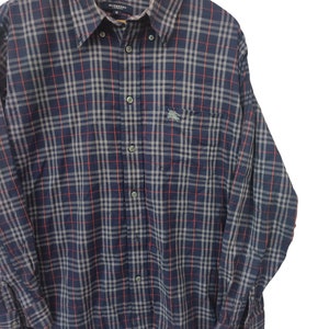 Vintage 90er Jahre Burberrys of London Nova Check Oxford Button Up Burberry England Medium Shirt Blue