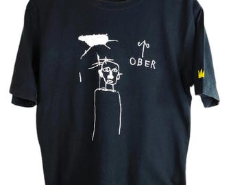 Vintage Jean MICHEL BASQUIAT Shirt Med 90s Jmb Basquiat Ober Samo Pop Art Artwork Andy Warhol 90's Basquiat Haring Black T shirt Medium