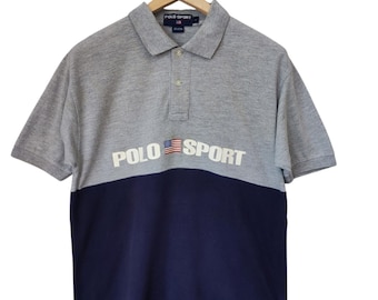 Camisa Polo Ralph Lauren vintage de los años 90, polo deportivo, polo con logo Spell Out, polo retro, cuello de dos tonos, color, talla M, polo rugby