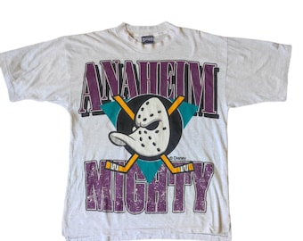 90年代ヴィンテージ アナハイム マイティダックス オールオーバープリントシャツ NHL アイスホッケー ディズニー アナハイム ダック Tシャツ