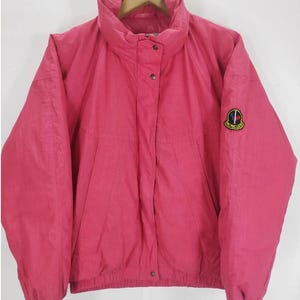 Vintage 90er Jahre Moncler Daunenjacke Moncler Kugelfisch Jacke Moncler Retro Wear Moncler Skit Sportbekleidung Winterjacke Mittlere rote Daunenjacke