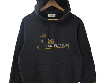 Vintage Jean MICHEL BASQUIAT Hoodie sweatshirt 90s Jmb Basquiat KING Pleasure figures Pop Art Artwork Andy Warhol 80's grey Size Large