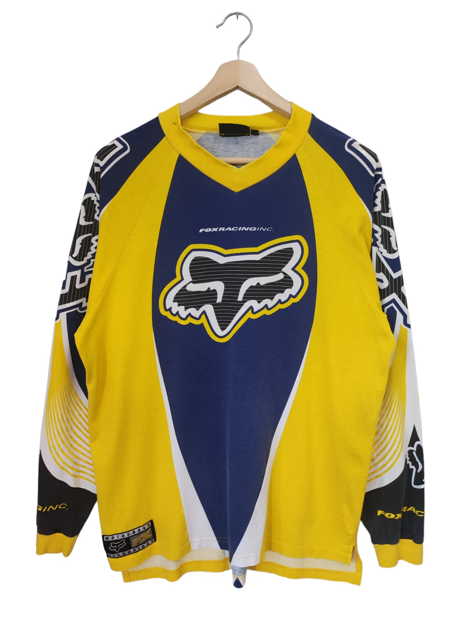 Vintage 90's Fox Racing Team Motocross Blue Long Sleeve