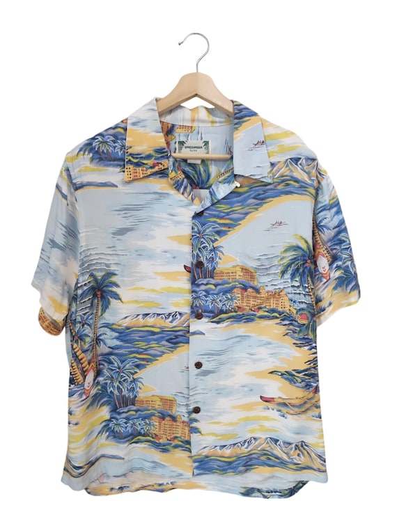 Vintage 90s Kamehameha Aloha Surf Aloha Hawaiian Shirt 100% Rayon 