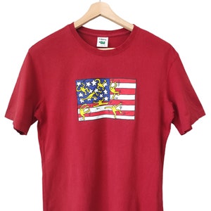 Vintage Keith Haring POP SHOP haring USA flag vintage haring pop art scene graphic red Large size