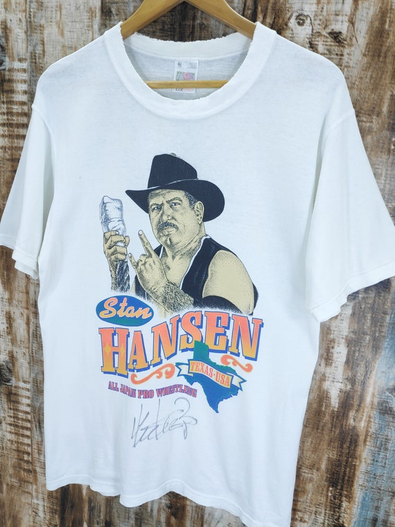 【サイン入り】ALL  JAPAN  PRO.  WRESTLING  Tシャツ New Japan Pro-Wrestling) Lion Mark T-shirt L (White x Black