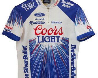 Vintage Tommasso Cycling Jersey The Silver Bullet USA Ford Compagnolo vintage coors light beer cycling  jersey size 5/Large Made in Italy