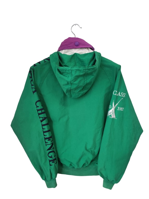 Vintage 90's Nautica Men's Green Hidden Hooded Jacket