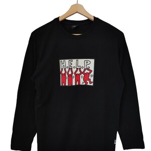 Vintage Keith Haring Pop Shop haring Usa Keith Haring HELP vintage haring pop art scene graphic black LS size Medium