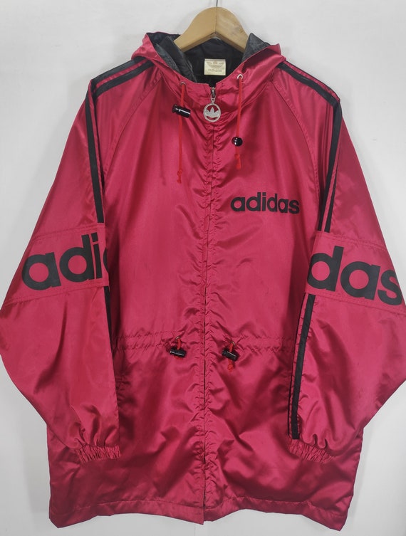 Vintage 90s ADIDAS Trefoil Adidas Long Jacket Hooded Hip Hop Adidas Three Stripes Large Etsy Ireland