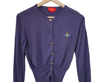 Vintage Vivienne Westwood Orb Tree purple cropped cardigan shirt Vivienne Westwood Red Label Milan Italy Milano  size Small women made Italy