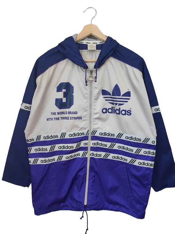 Vintage 90s ADIDAS Trefoil Adidas Long Jacket Hooded Adidas