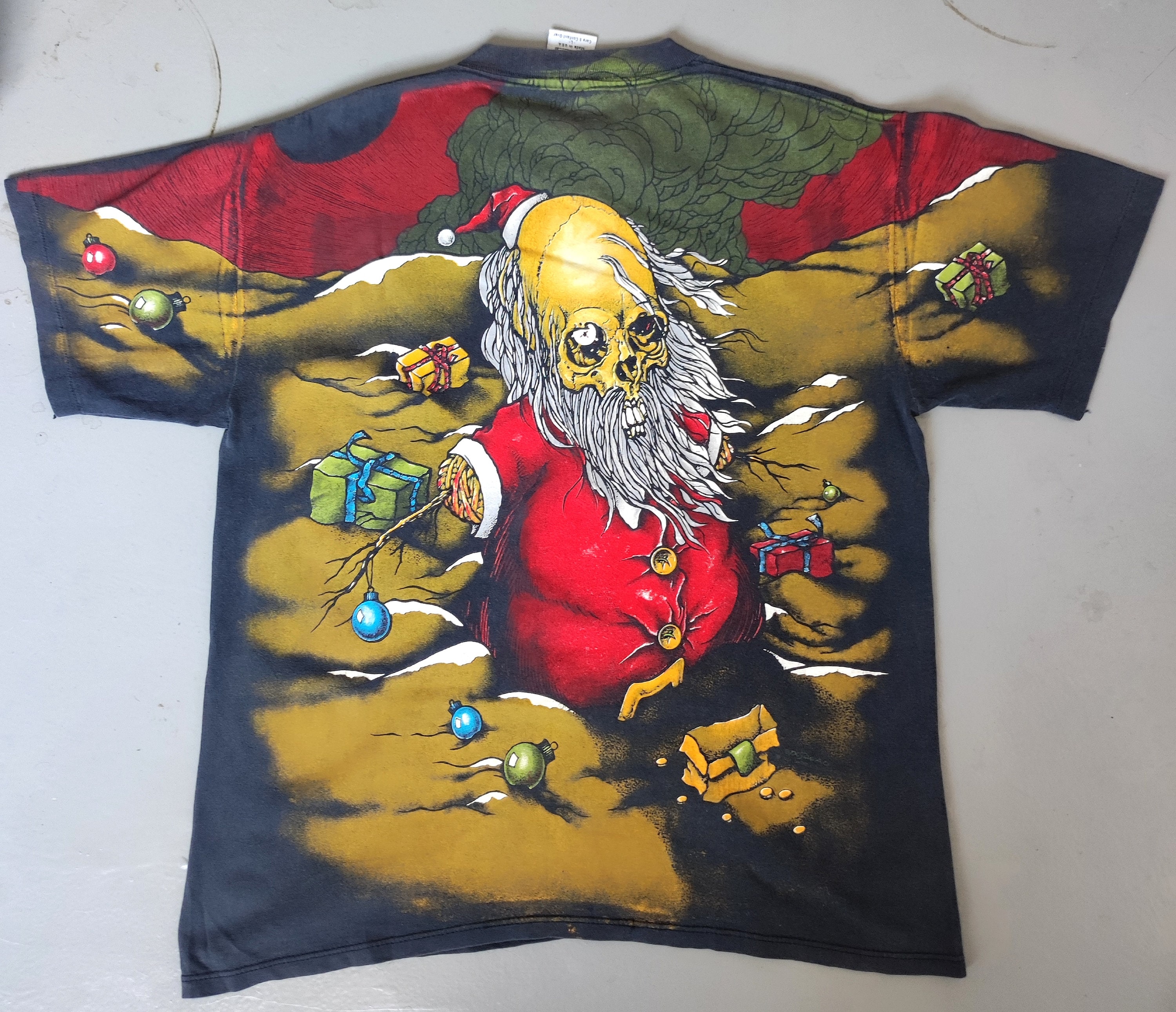 Vintage 1993 Sanda Kuwait Pushead Aop All Over Print T Shirt