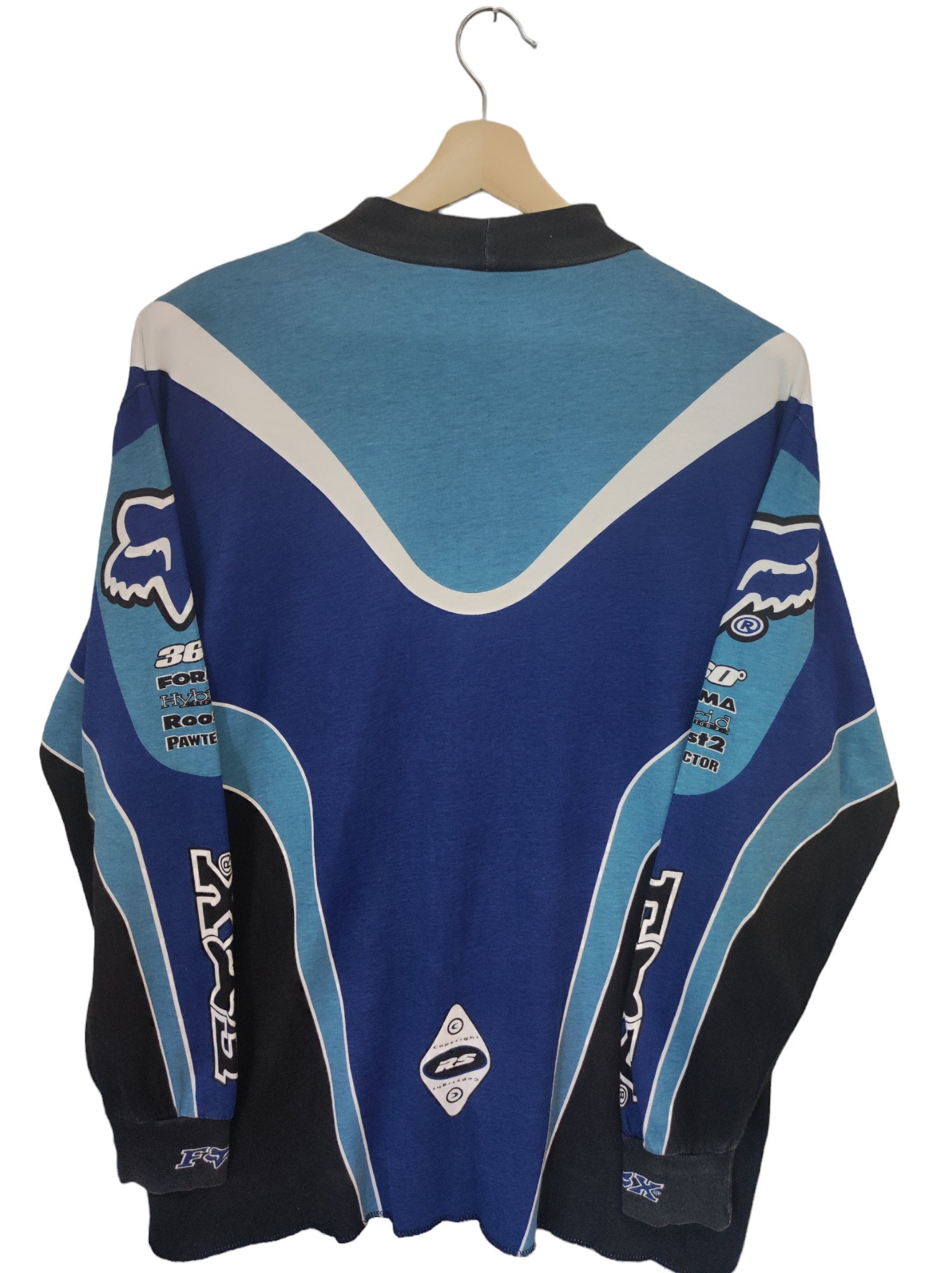 Vintage 90's Fox Racing Team Motocross Blue Long Sleeve