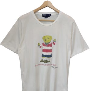 Vintage 90s Polo Bear Polo Ralph Lauren Bear Polo Rugby wesr Polo Street wear Sportswear Outdoor polo bear usa white sz L